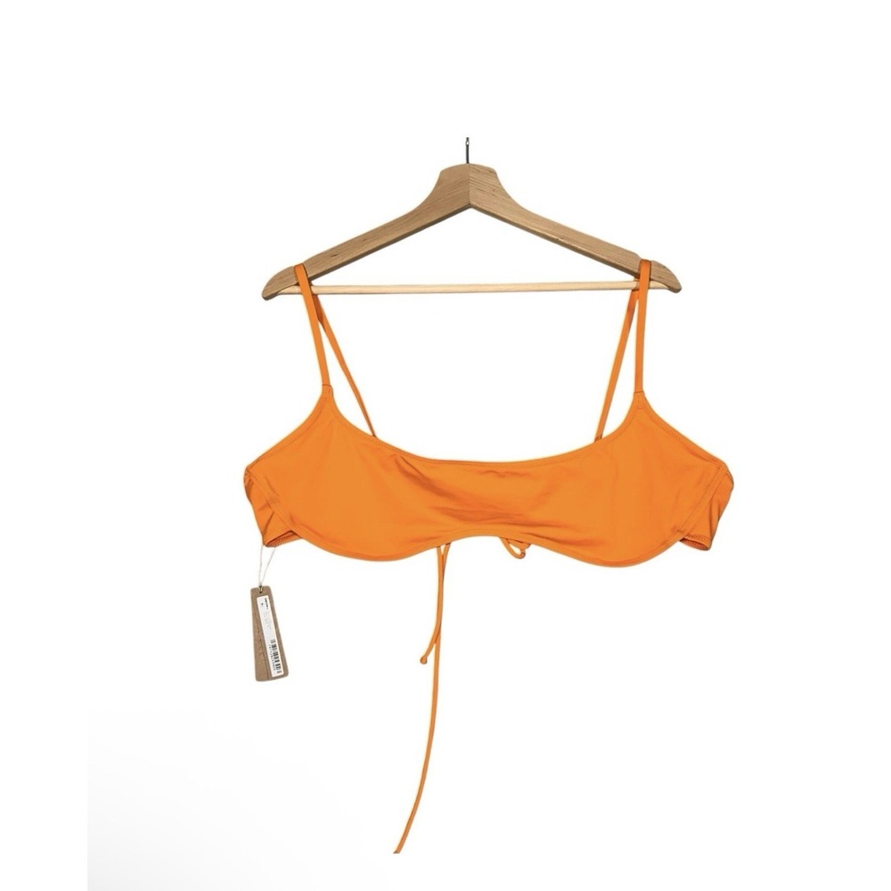 Skims Swim Micro Scoop Bikini Top Womens Sz 4X Orange Nylon Stretch Beach Swim